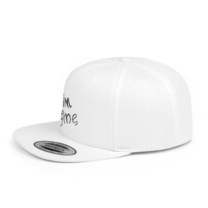 White Flat Bill Snapback Hat - 'I'm Fine/Save Me' Casual Cap