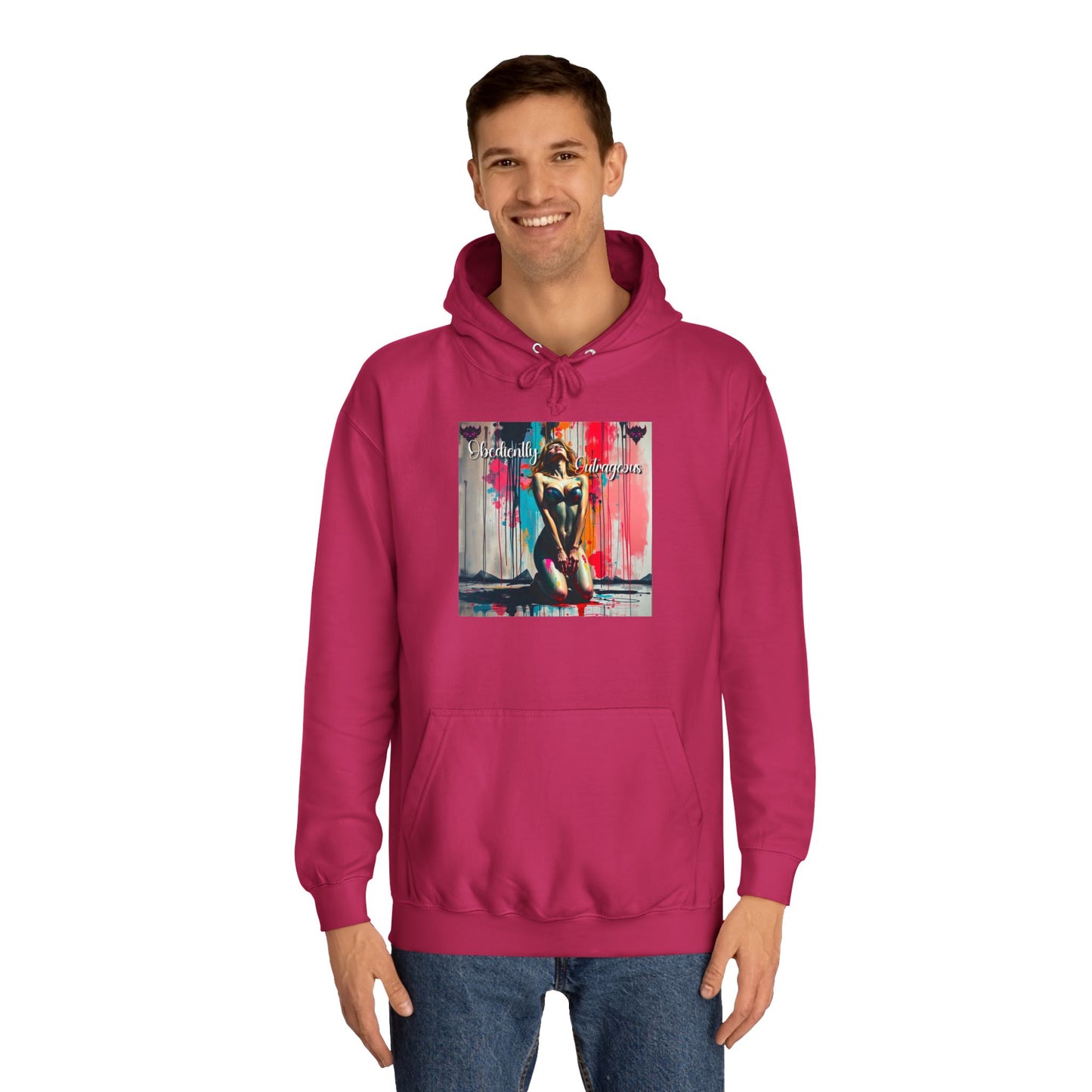 "Obediently Outrageous" Artistic Unisex College Hoodie - Unique Urban Design