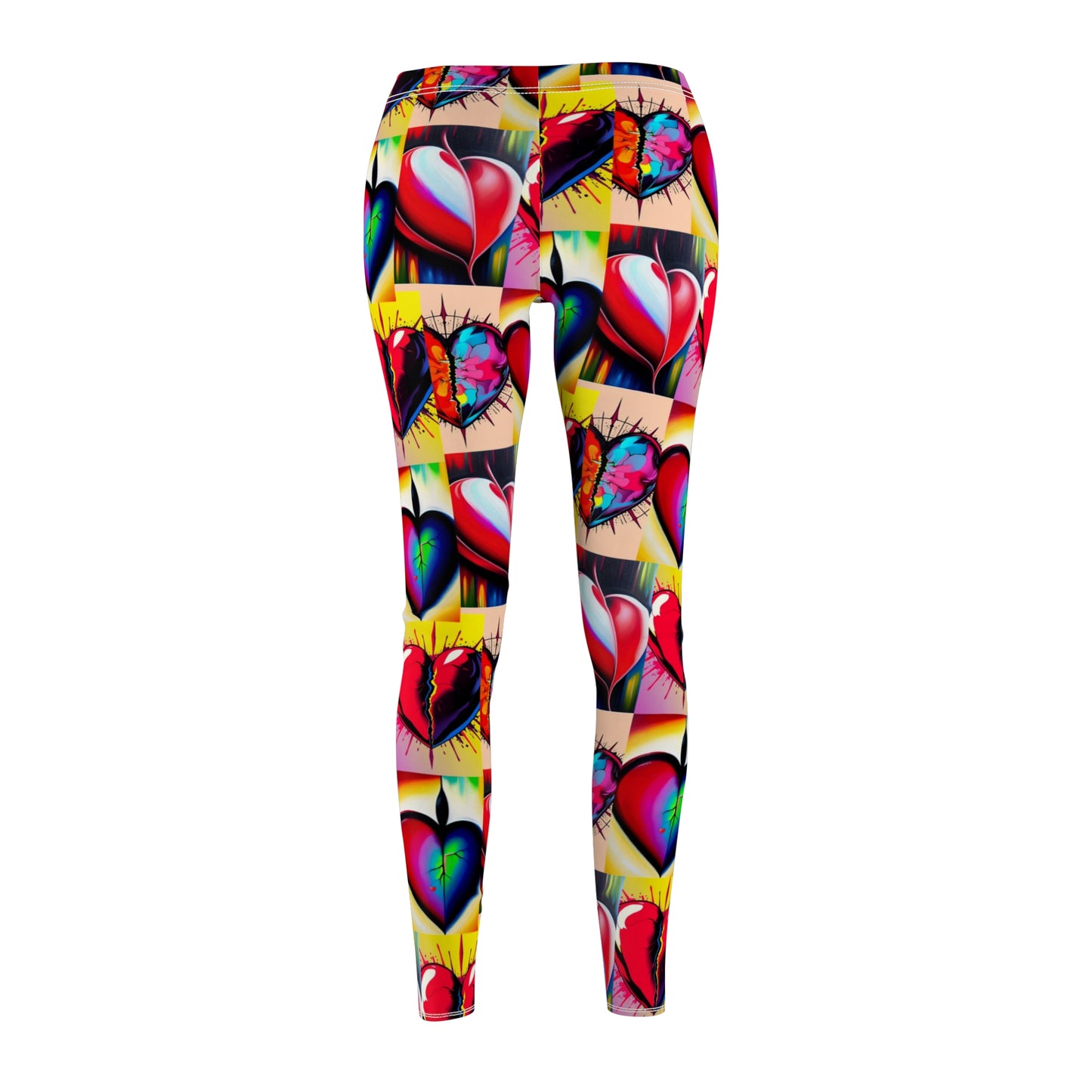 "You Broke Me But I Rebuilt Stronger" Colorful Heart Print Leggings for Women - Casual Fitness Fashion