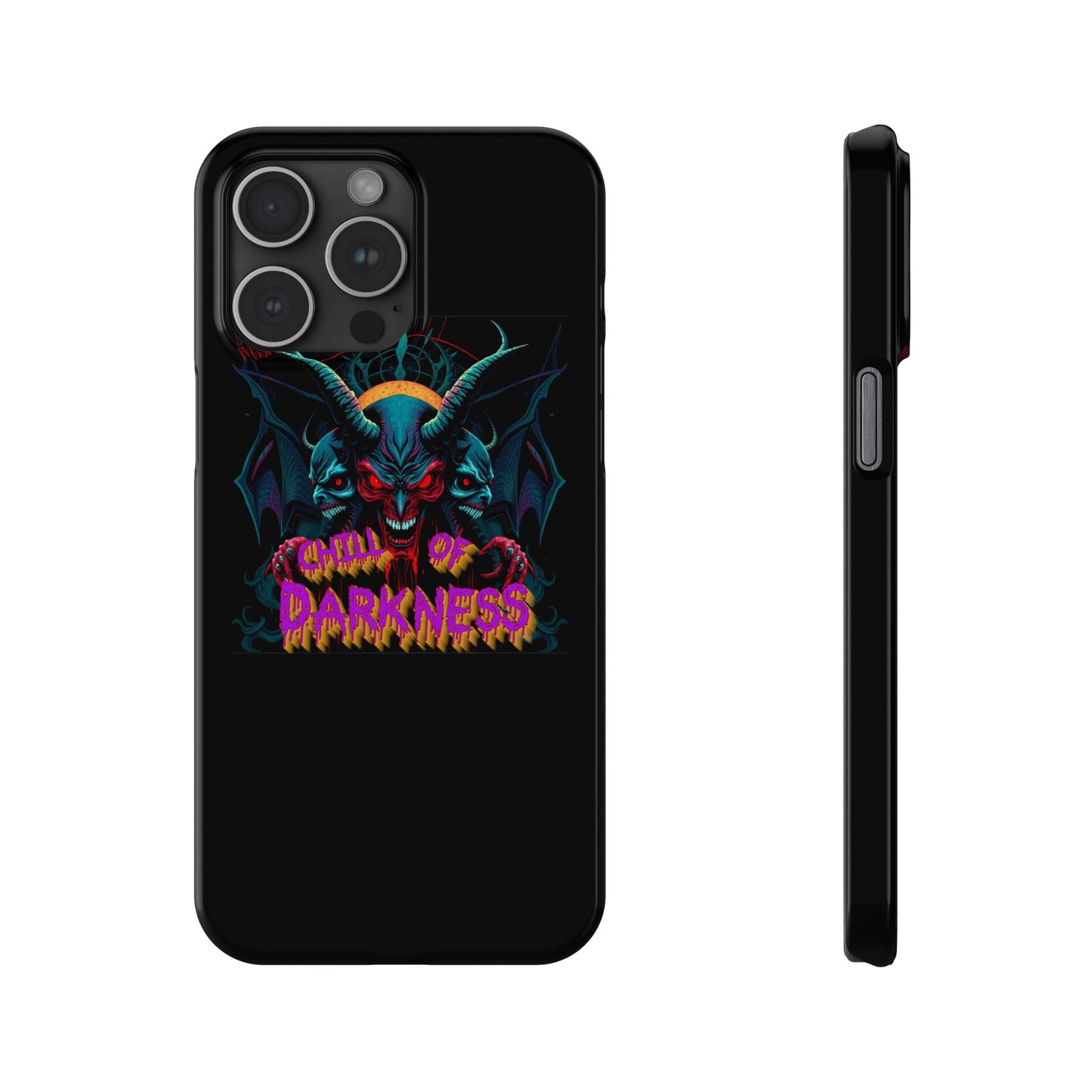 Chill of Darkness Slim Phone Case - Gothic Demon Design