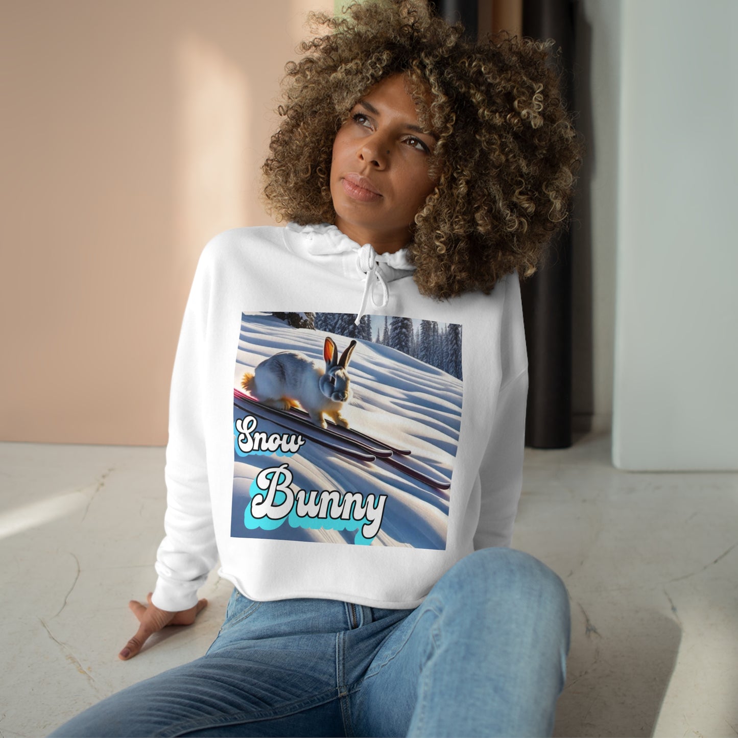 Women's "Snow Bunny" Crop Hoodie