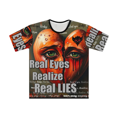 Men's Loose T-Shirt - 'Real Eyes Realize Real Lies' Graphic Tee for Bold Expression