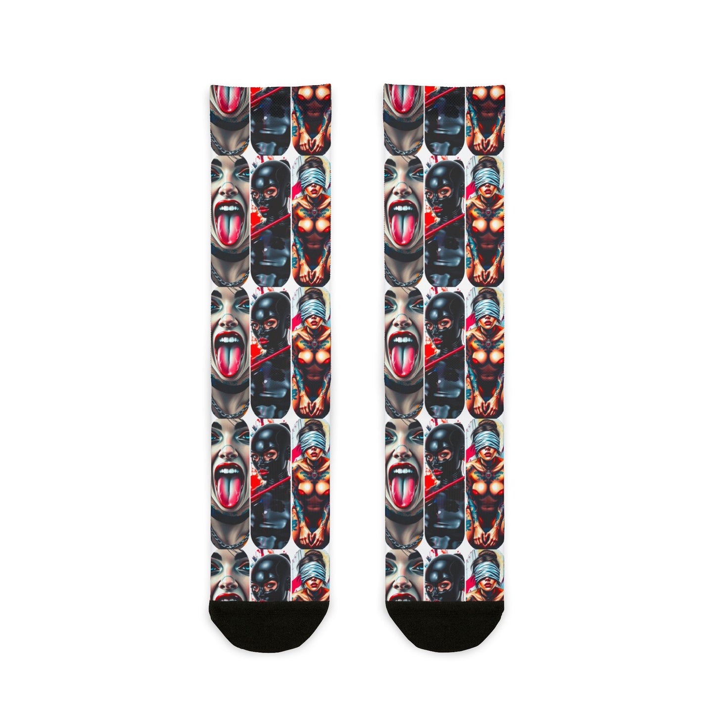 "Ungodly Fetish" Graphic Sublimation Crew Socks - Bold Art for Unique Style