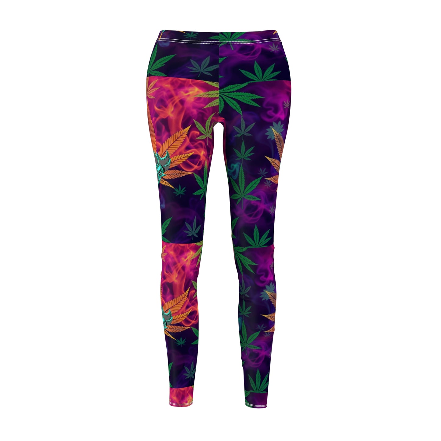 Vibrant "420" Boho Leggings with Psychedelic Leaf Design