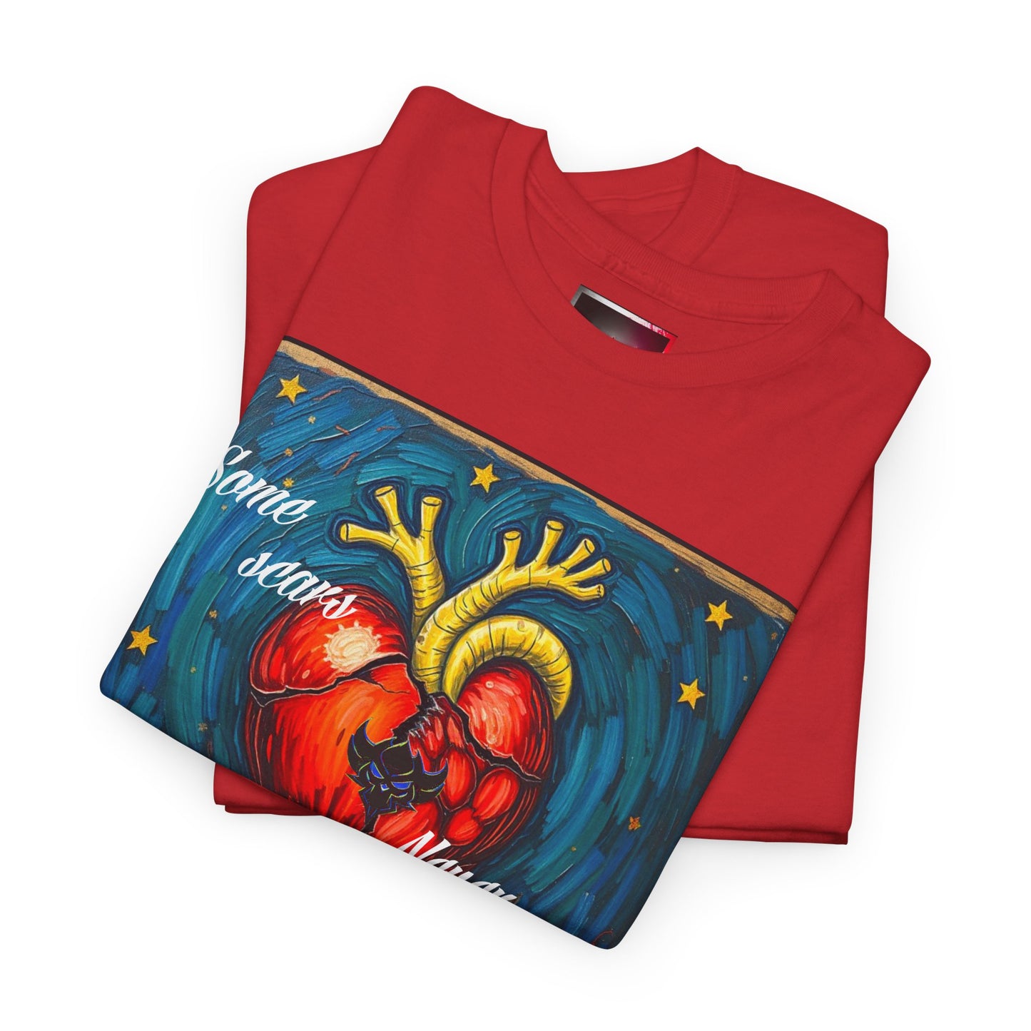 Heart Art Unisex Heavy Cotton Tee - "Some scars never fade"