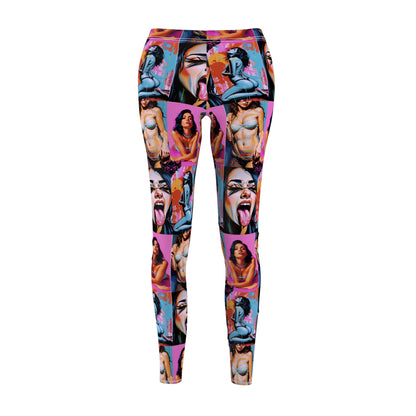 "Kink" Vibrant Women's Cut & Sew Casual Leggings - Bold Graphic Art Design