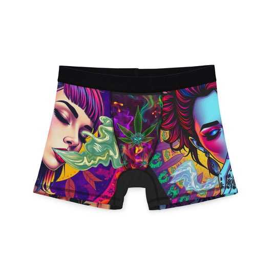 Ungodly High" Vibrant Graphic Men's Boxers - Artistic Tattoo & Smoke Design