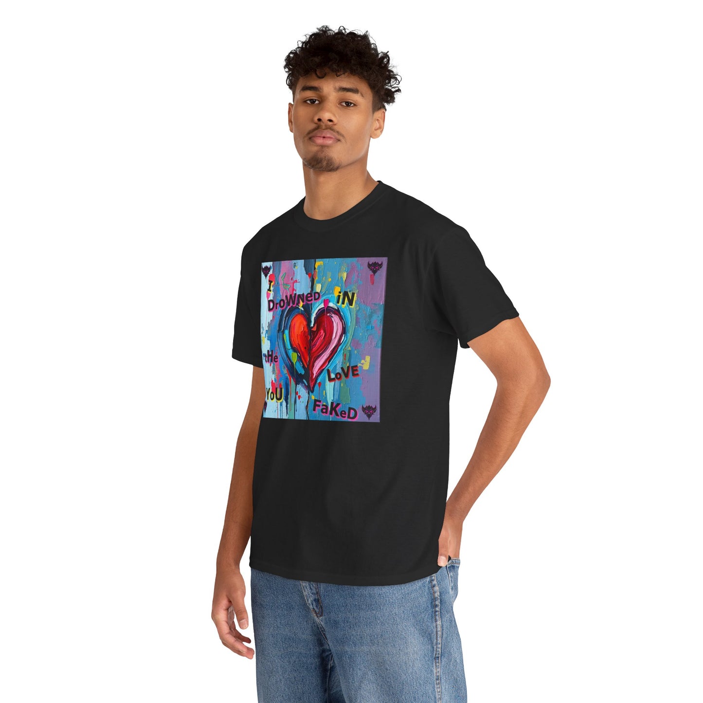 Heartfelt Unisex Heavy Cotton Tee - "I Drowned in the Love You Faked"