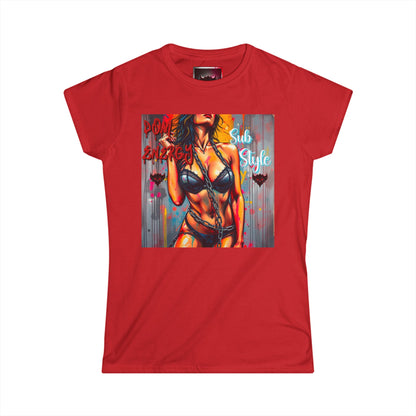 Women's Softstyle Tee - "Dom Energy, Sub Energy" Art Graphic Tee for Bold Expression