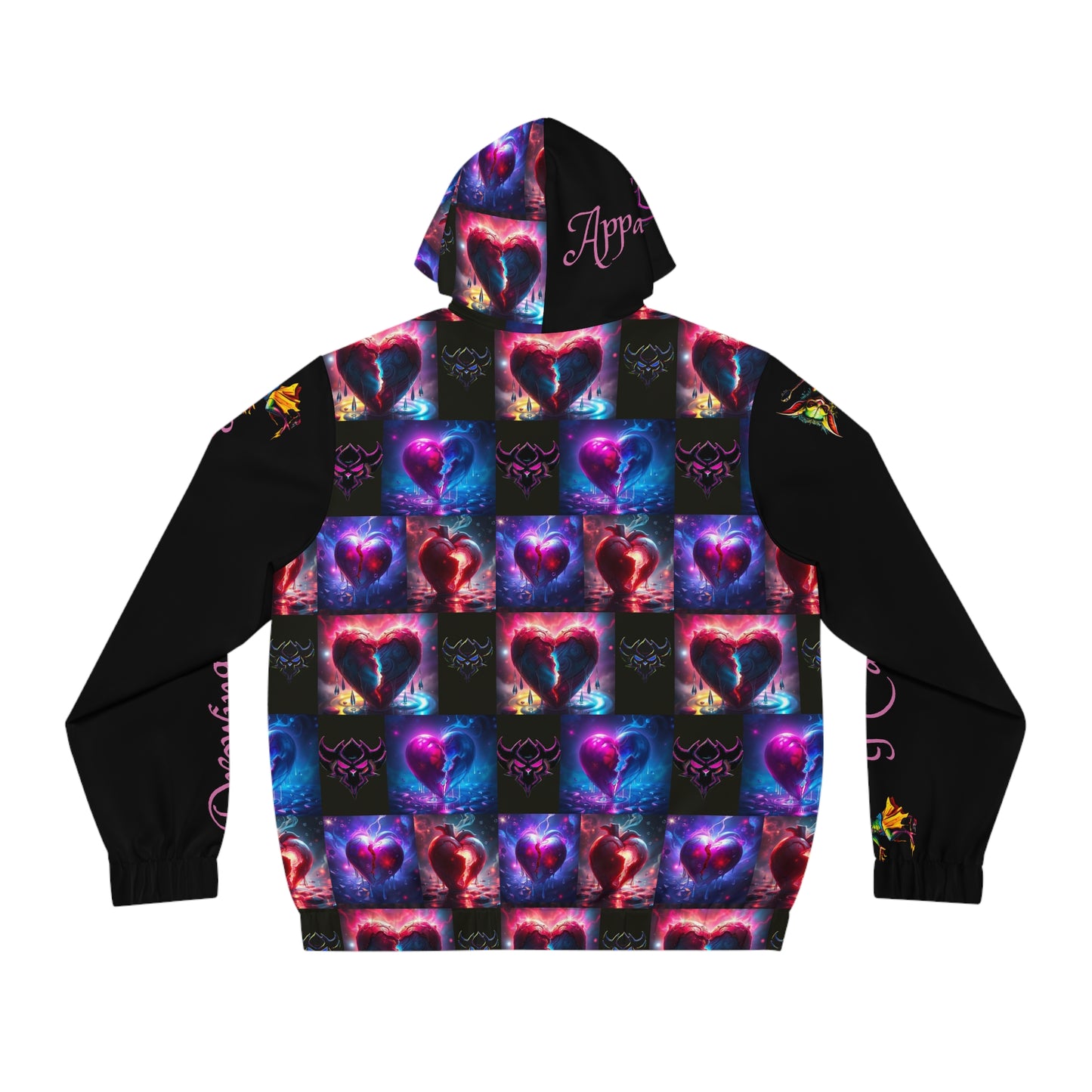 "Drowning in Memories I Can't Escape" Men's Full-Zip Hoodie - Vibrant Heart & Balloon Design - Perfect for Celebrations