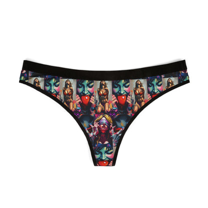 "Ungodly Kinks" Colorful Women's Thongs with Artistic Design - Comfortable and Stylish Intimates