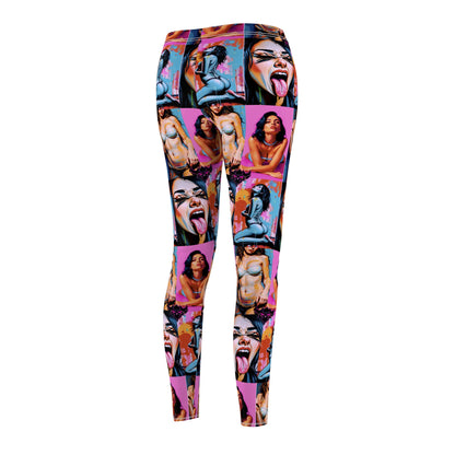 "Kink" Vibrant Women's Cut & Sew Casual Leggings - Bold Graphic Art Design