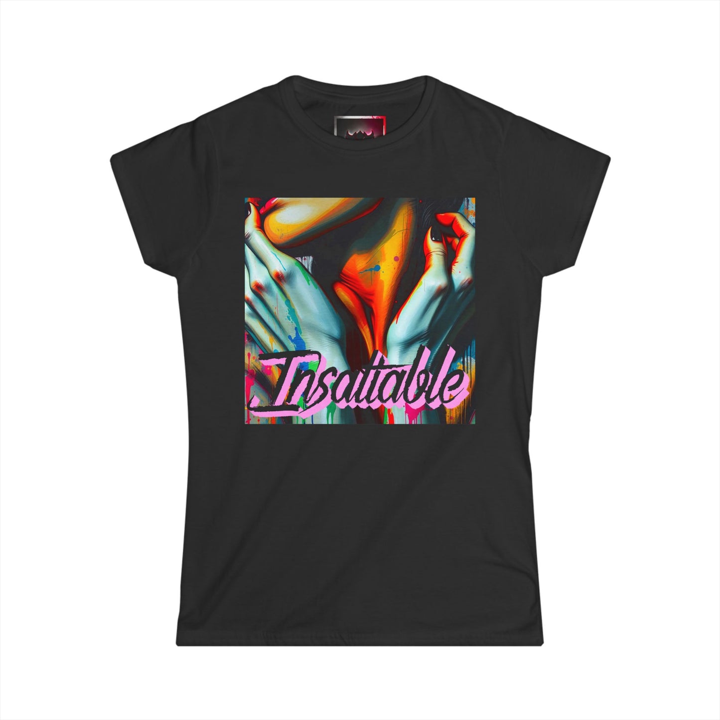 "Insatiable" Women's Softstyle Graphic Tee - Bold Vibrant Art for Everyday Wear