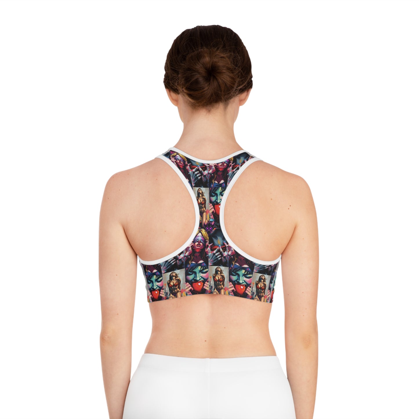 "Ungodly Kinks" Vibrant Art-Print Sports Bra - Empower Your Workout