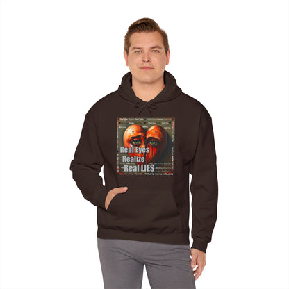 Unisex Hoodie with "Real Eyes Realize Real LIES" Graphic - Trendy Streetwear