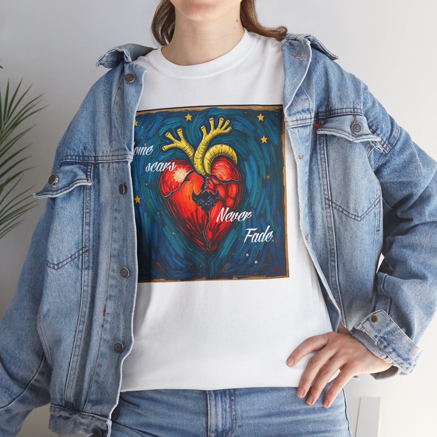 Heart Art Unisex Heavy Cotton Tee - "Some scars never fade"