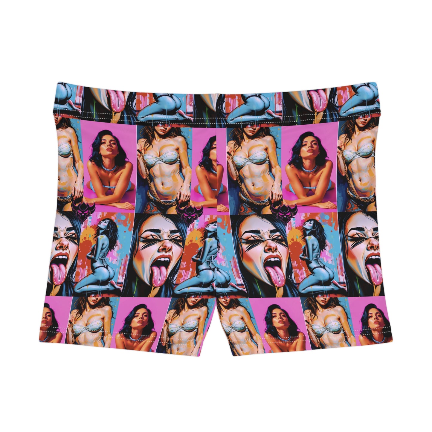 "Kinky" Vibrant Art Print Women's Shorts - Bold Graphic Design for Summer Fun