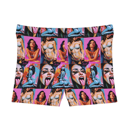 "Kinky" Vibrant Art Print Women's Shorts - Bold Graphic Design for Summer Fun