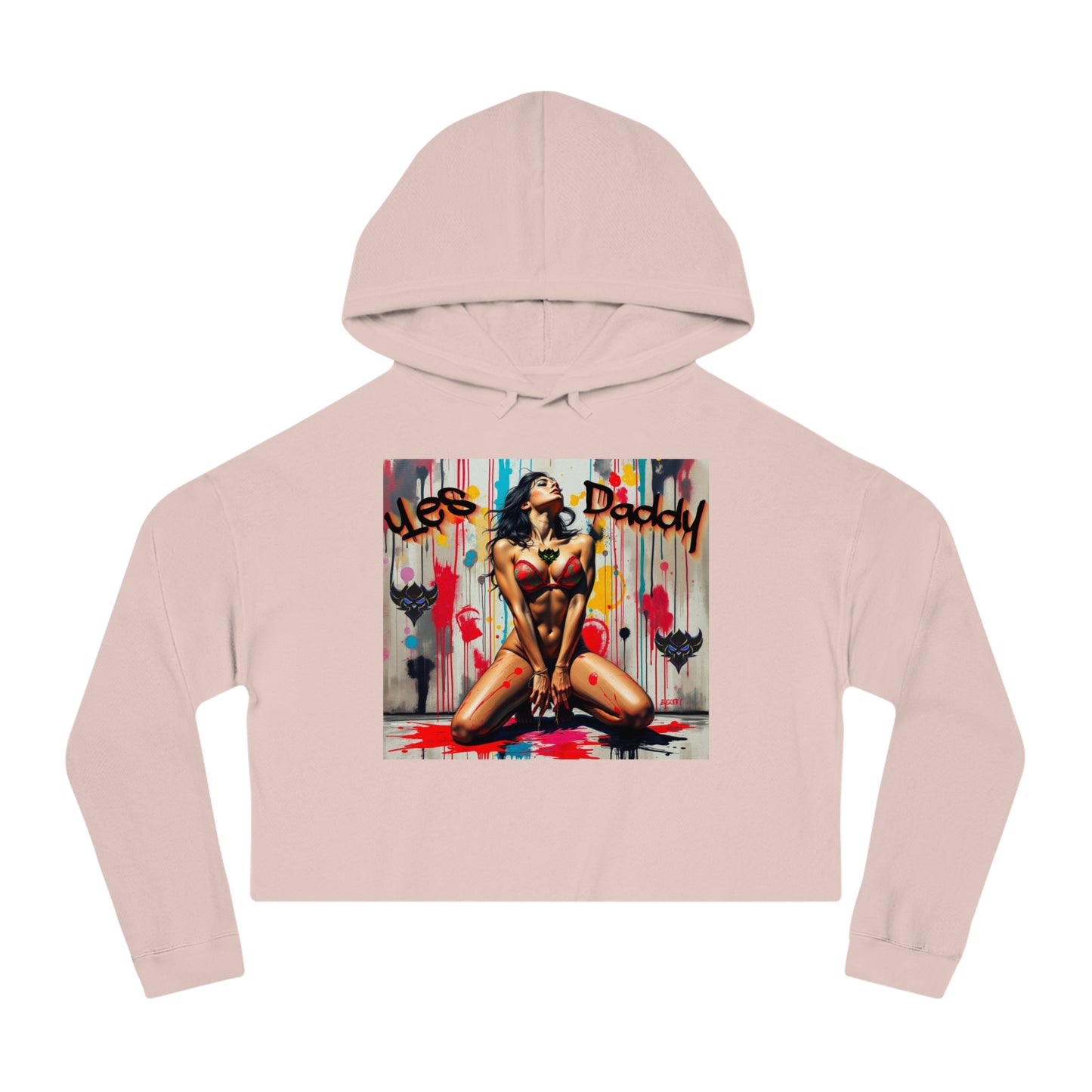 Bold Women’s Cropped Hooded Sweatshirt - "Yes Daddy" Design