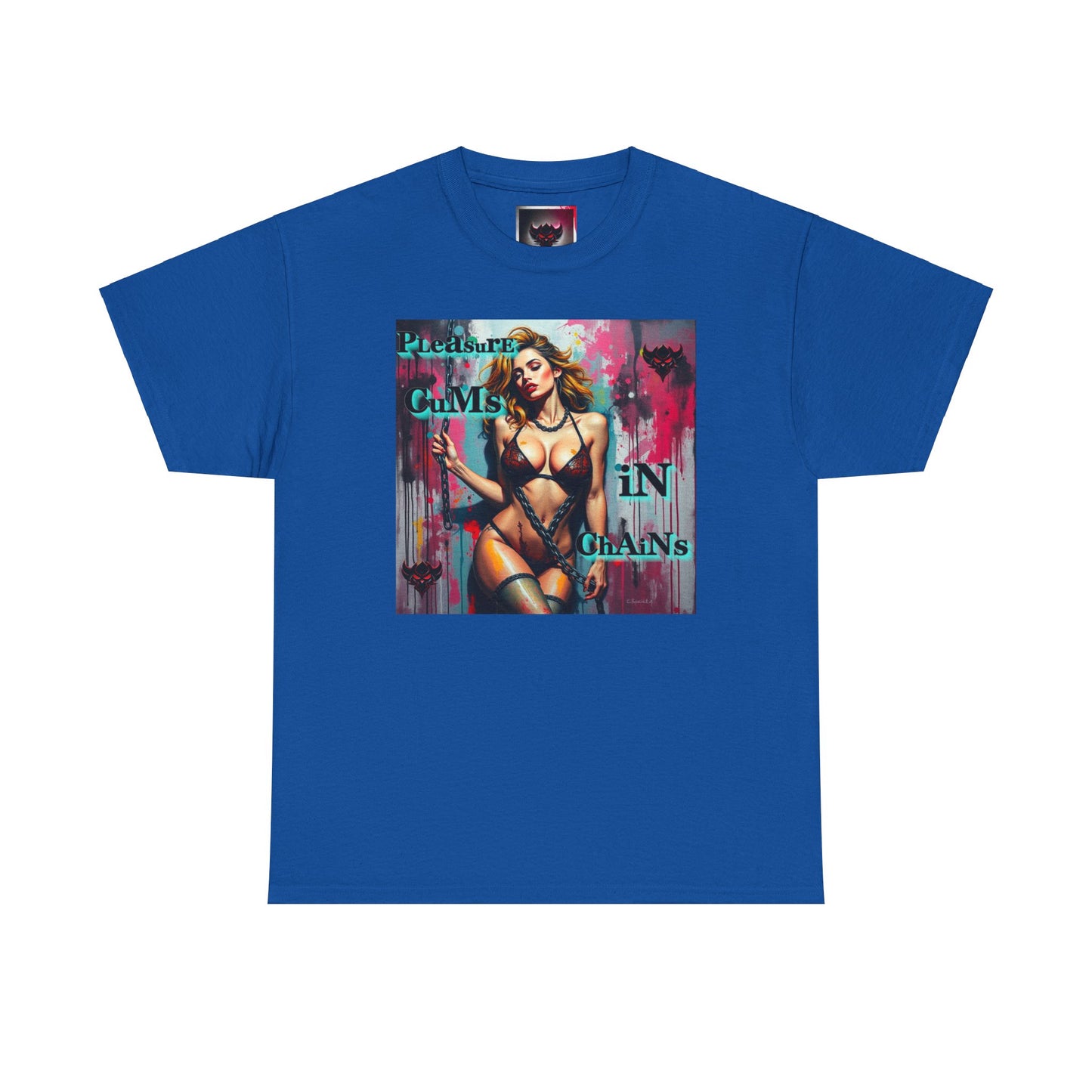 Street Art Unisex Heavy Cotton Tee - "Pleasure Cums in Chains" Graphic Shirt