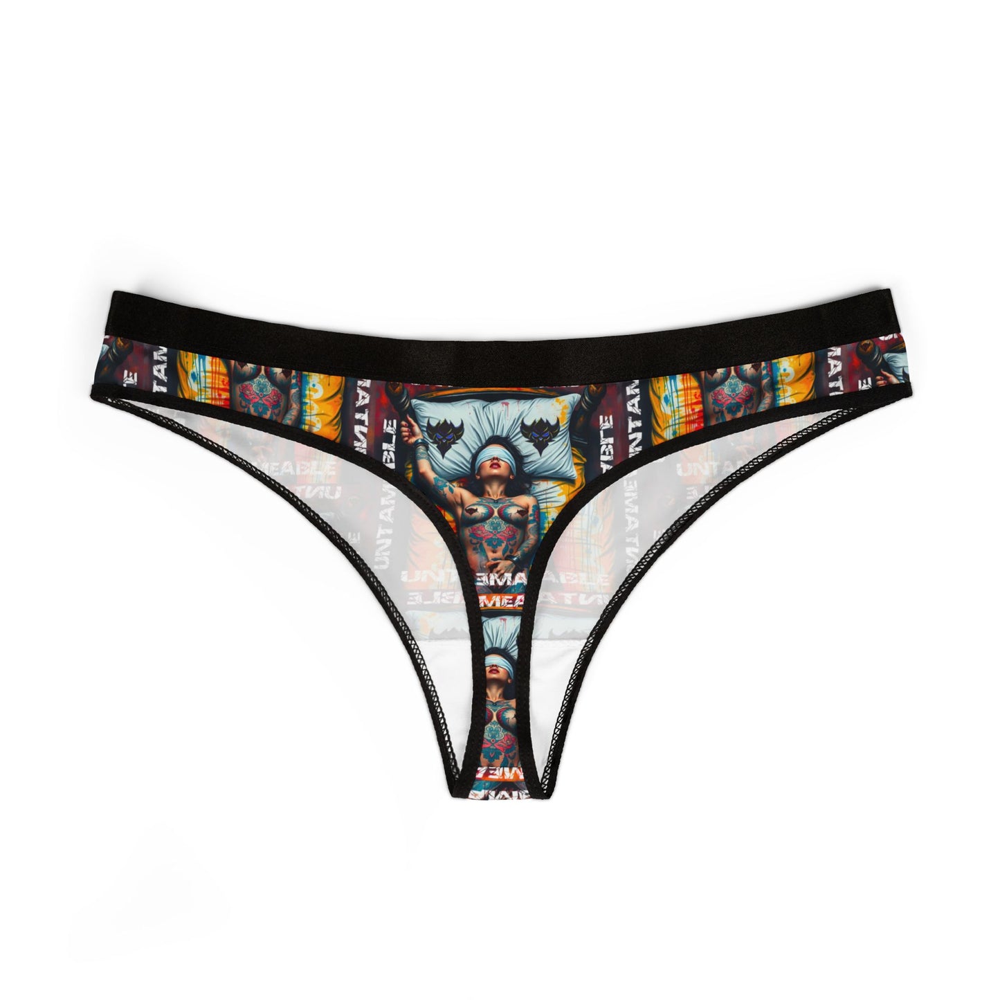 "Untameable" Empowered Women’s Thongs - Bold Graphic Print Underwear for Confident Vibes