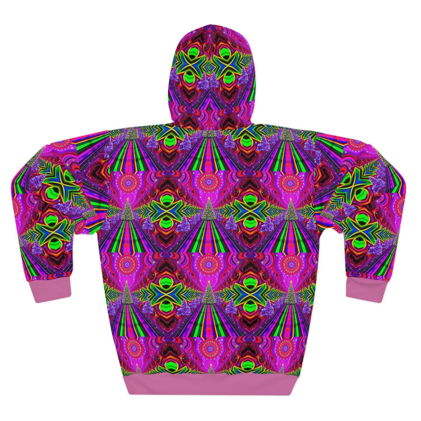 Vibrant Psychedelic Christmas Tree 2 Unisex Pullover Hoodie - Perfect for Festivals and Casual Wear