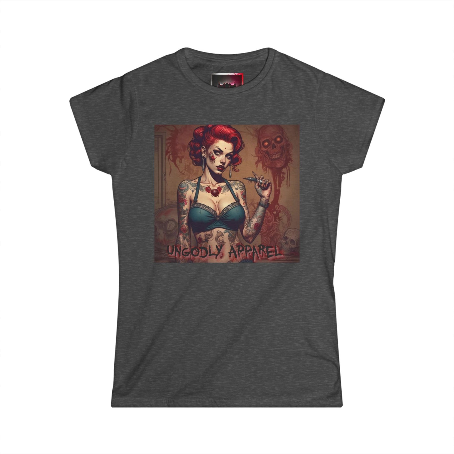 Gothic Zombie Girl  Women's Softstyle T-Shirt - Ungodly Apparel Graphic Shirt