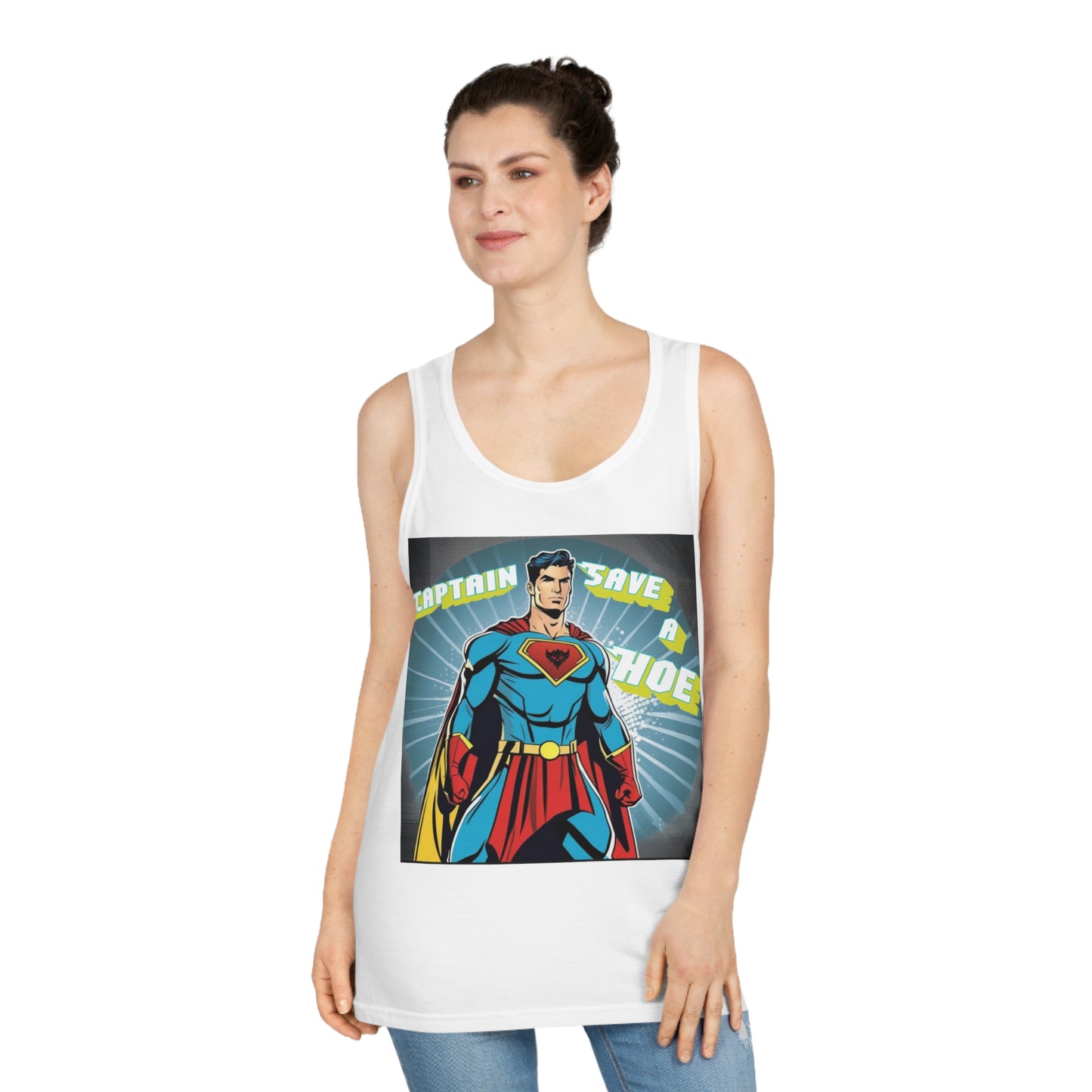 "Captain Save a Hoe" Unisex Softstyle™ Tank Top - Fun Superhero Tee for Summer