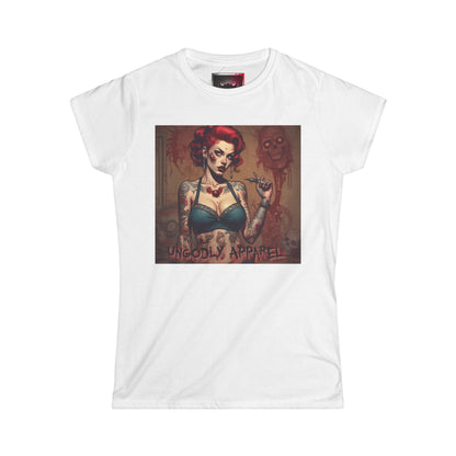 Gothic Zombie Girl  Women's Softstyle T-Shirt - Ungodly Apparel Graphic Shirt