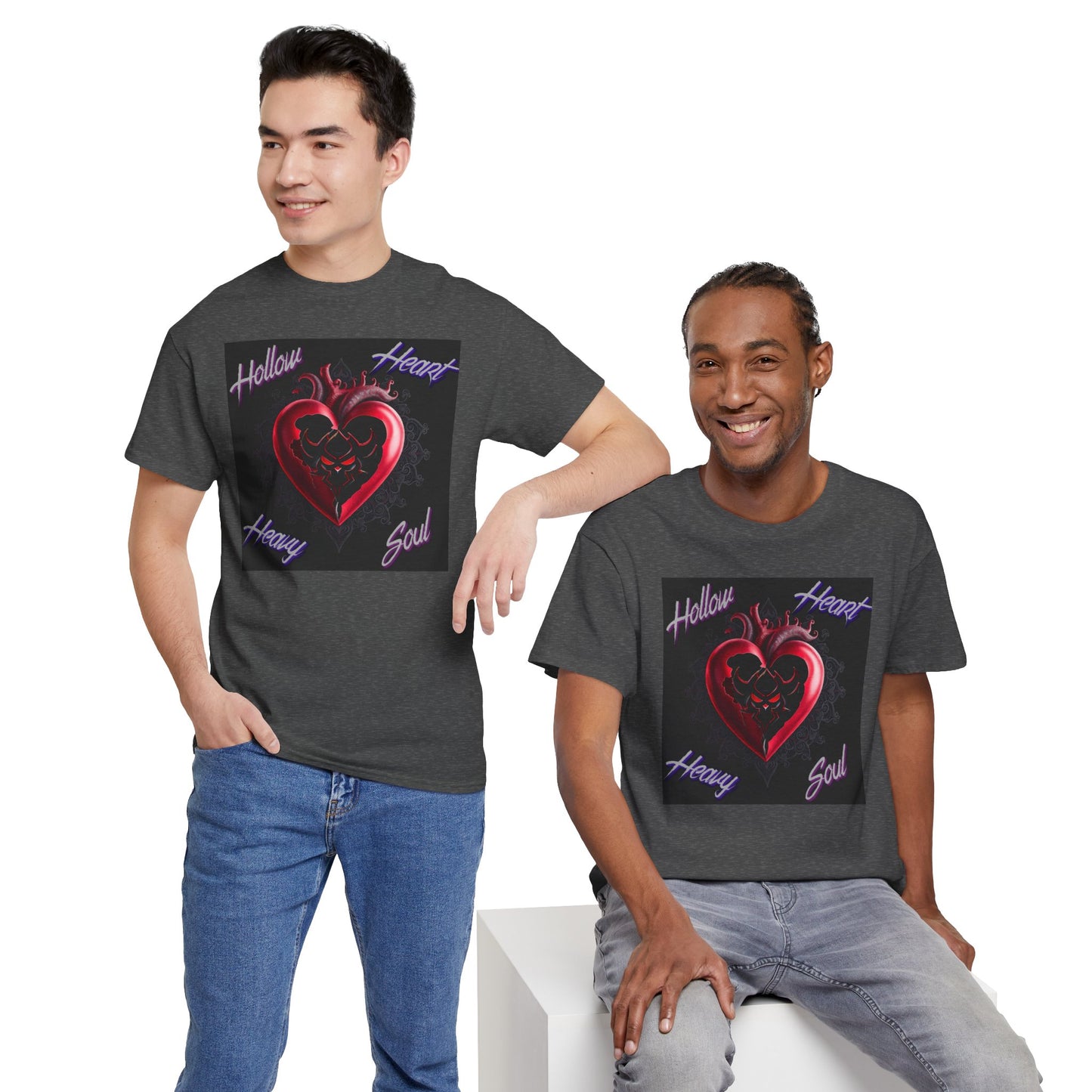 Hollow Heart Heavy Soul Unisex Cotton Tee - Edgy Graphic T-Shirt