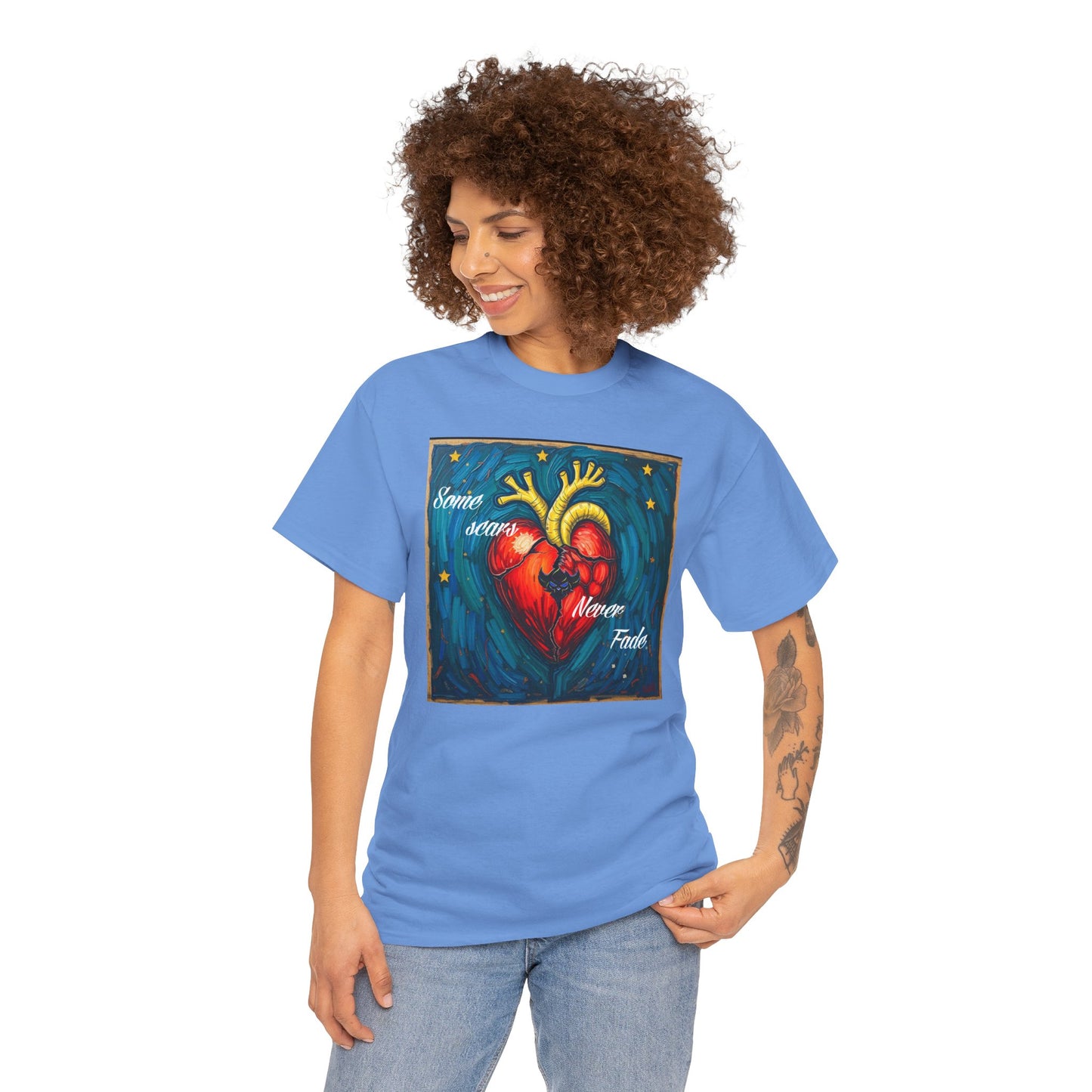 Heart Art Unisex Heavy Cotton Tee - "Some scars never fade"