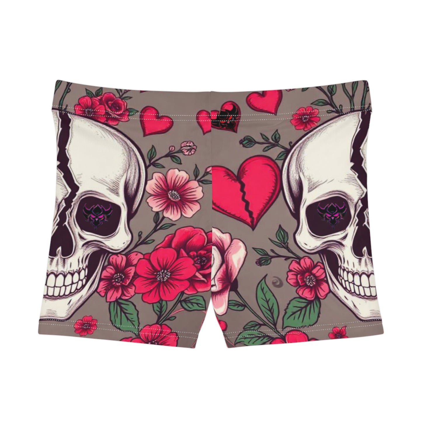 Gothic Floral Skull and Roses Women's Shorts – Edgy Summer Style