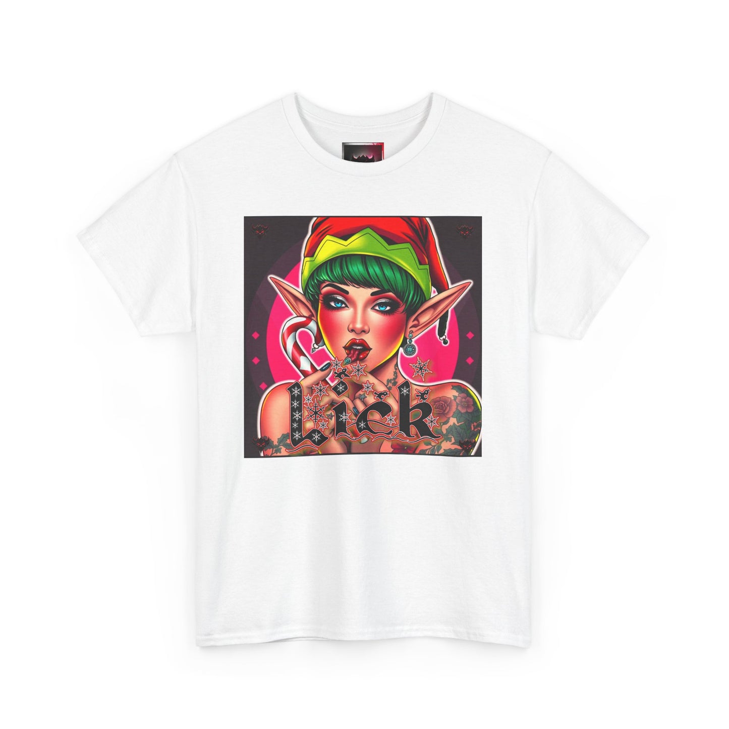 "Lick" Enchanting Elf Graphic T-Shirt - Unisex Heavy Cotton Shirt for Festive Vibes