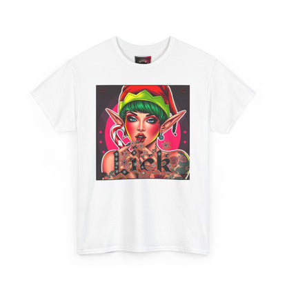 "Lick" Enchanting Elf Graphic T-Shirt - Unisex Heavy Cotton Shirt for Festive Vibes