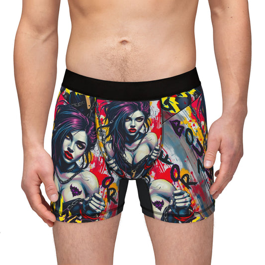 "Bound to Greatness" Bold Graphic Men's Boxers - Edgy Art Design for Comfort & Style