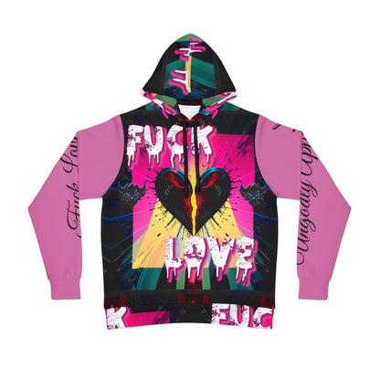 "F*ck Love" Rebellious Love Graphic Athletic Hoodie - Bold Design for Trendsetters