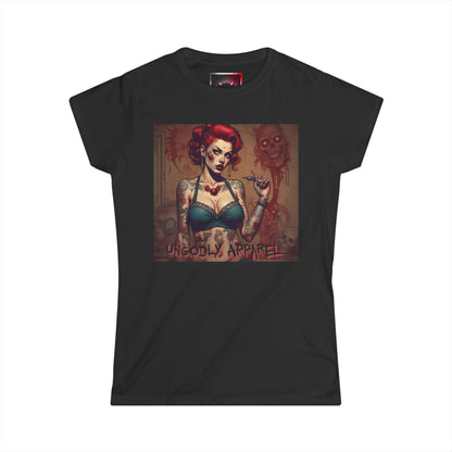 Gothic Zombie Girl  Women's Softstyle T-Shirt - Ungodly Apparel Graphic Shirt