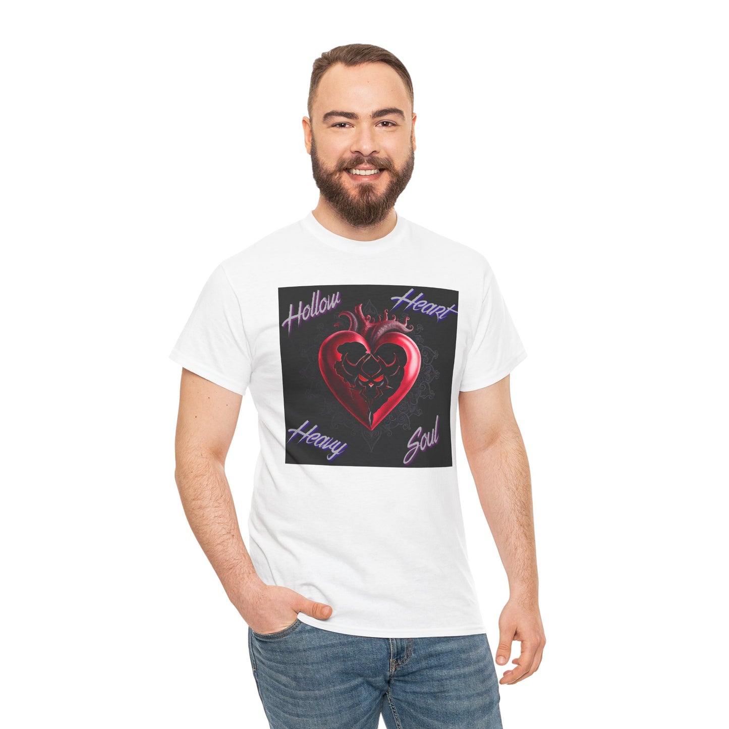 Hollow Heart Heavy Soul Unisex Cotton Tee - Edgy Graphic T-Shirt