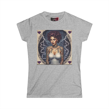 Gothic Glam Frankenstein's Bride Women's Heavy Cotton T-Shirt - Vintage Tattoo Art Design