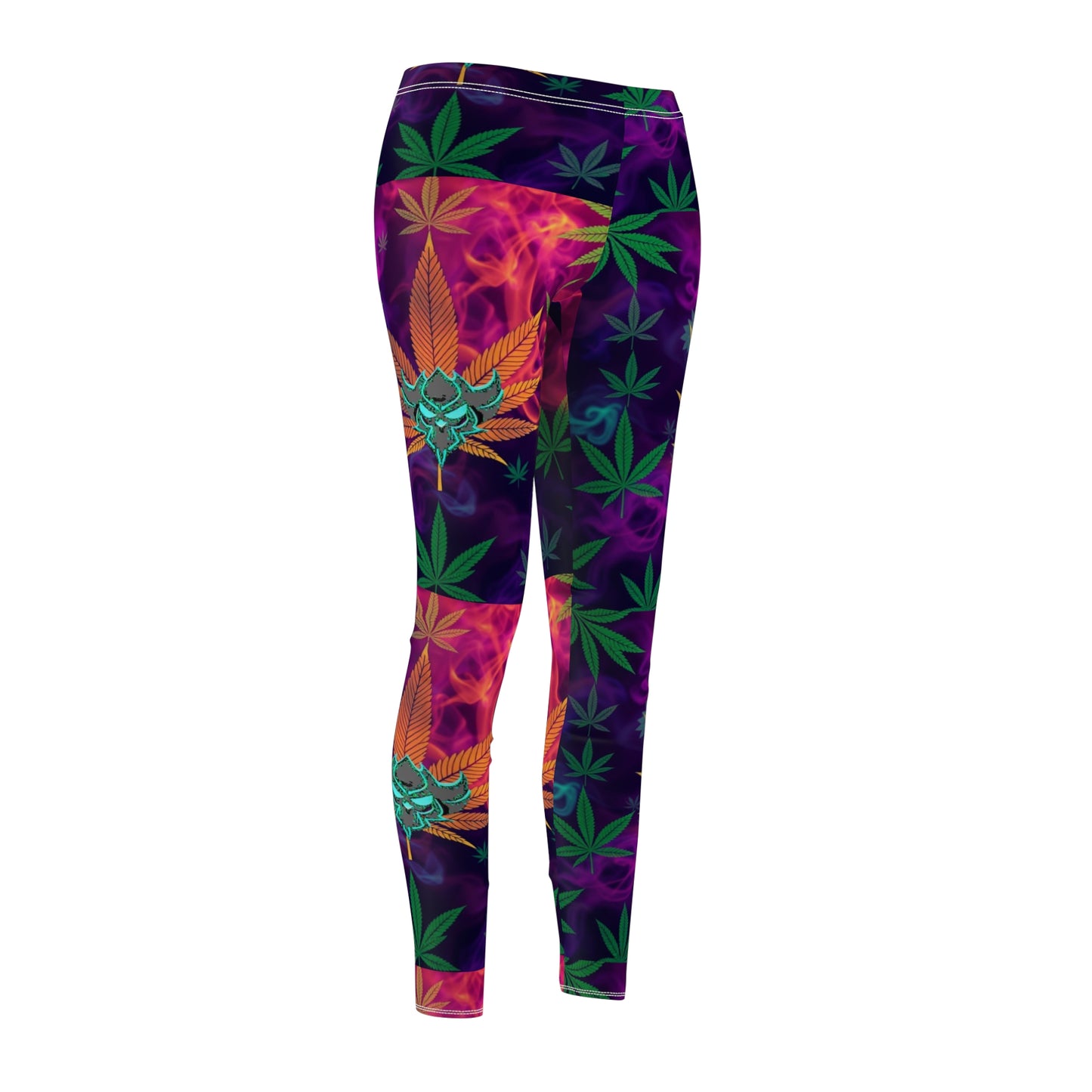 Vibrant "420" Boho Leggings with Psychedelic Leaf Design