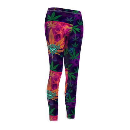 Vibrant "420" Boho Leggings with Psychedelic Leaf Design