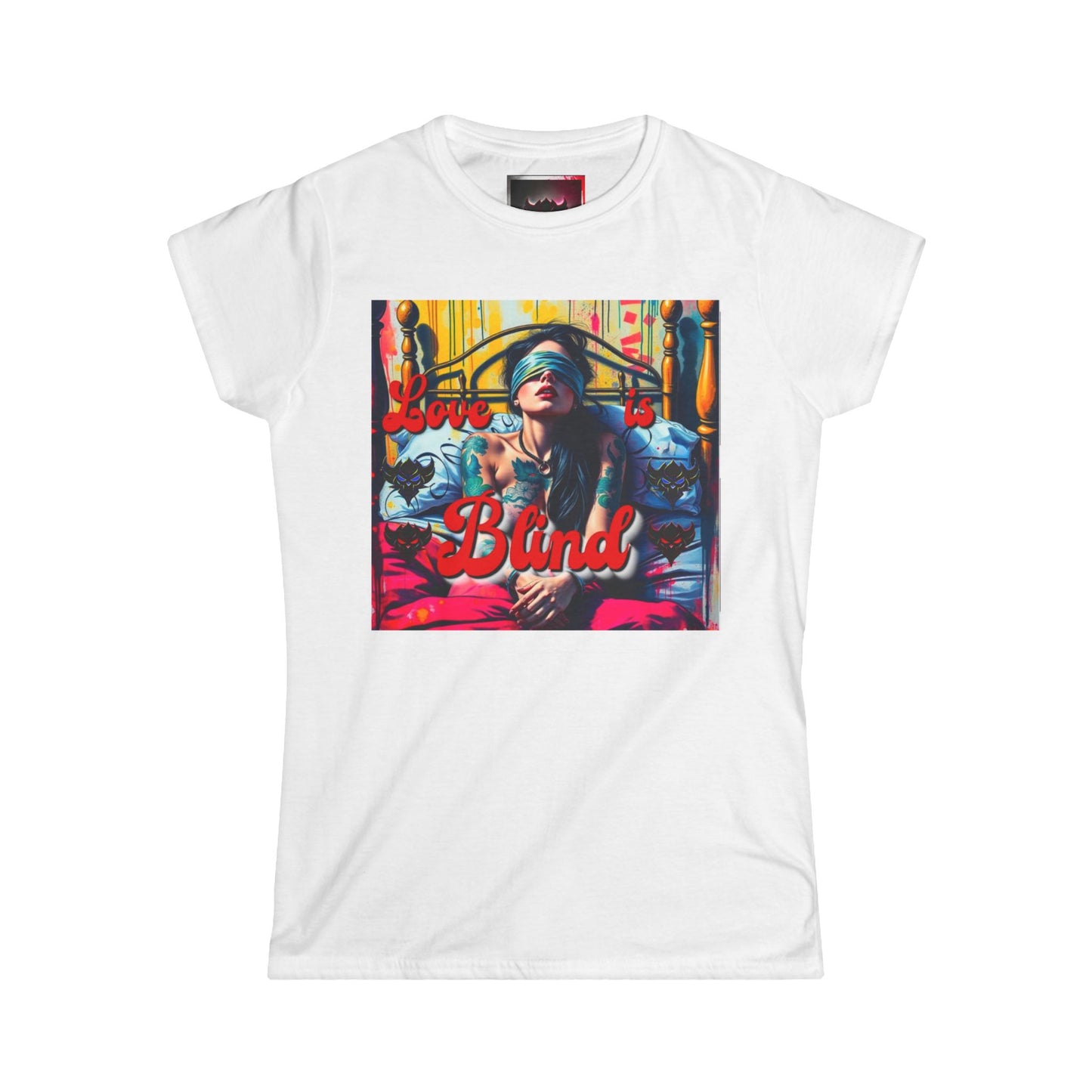 "Love is Blind" Women's Softstyle Tee - Artistic Graphic T-Shirt for Self-Expression