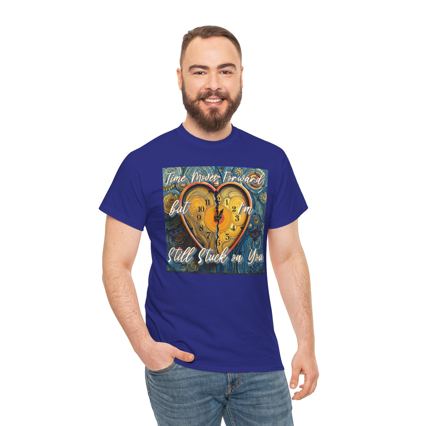 Still Stuck on You Heart Clock Tee - Unisex Heavy Cotton T-Shirt