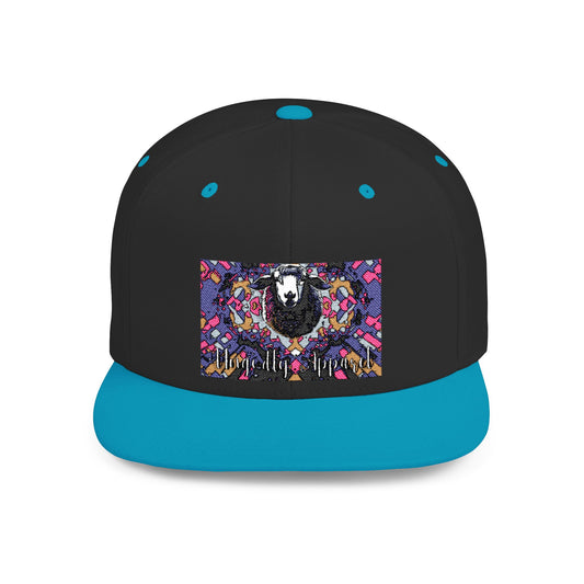 "Black Sheep" Colorful Artistic Flat Bill Snapback Hat - Unique Design for Fashion Lovers
