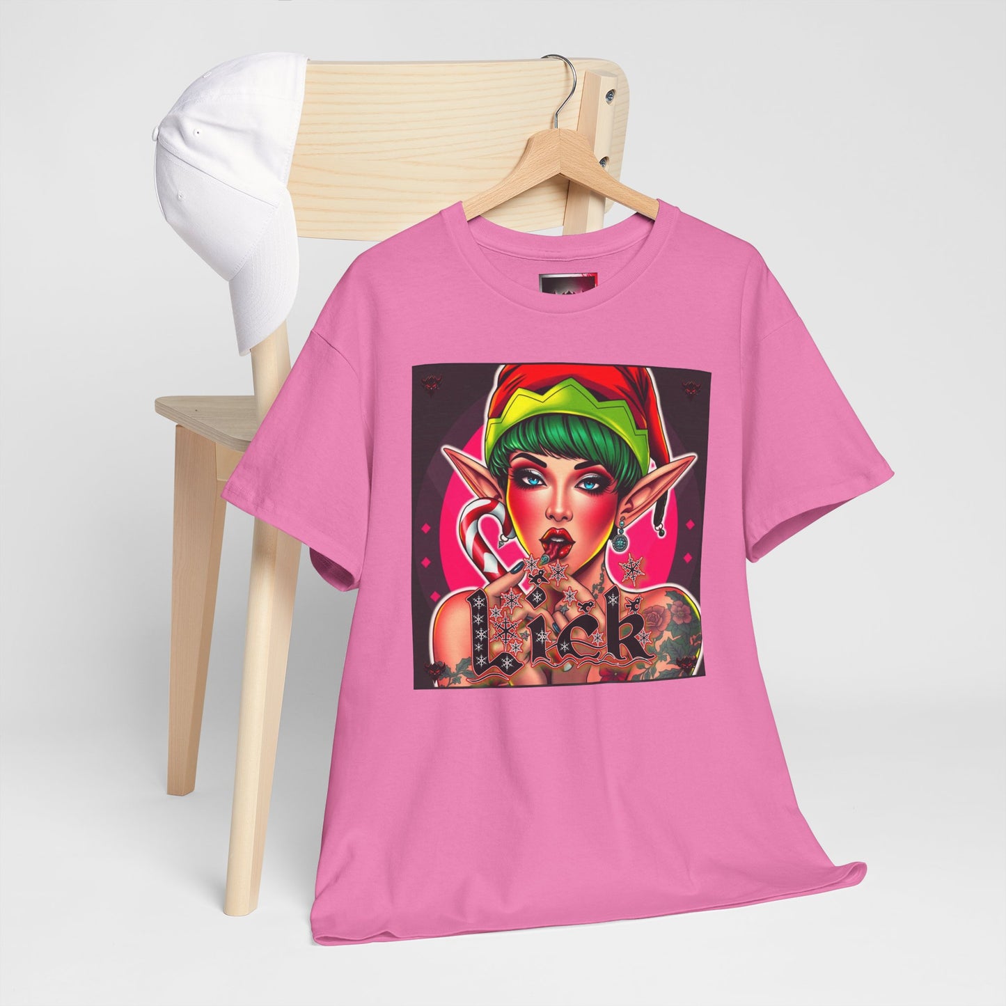 "Lick" Enchanting Elf Graphic T-Shirt - Unisex Heavy Cotton Shirt for Festive Vibes