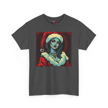 Gothic Pinup Santa Vixen Unisex Heavy Cotton Tee - Festive Holiday T-Shirt