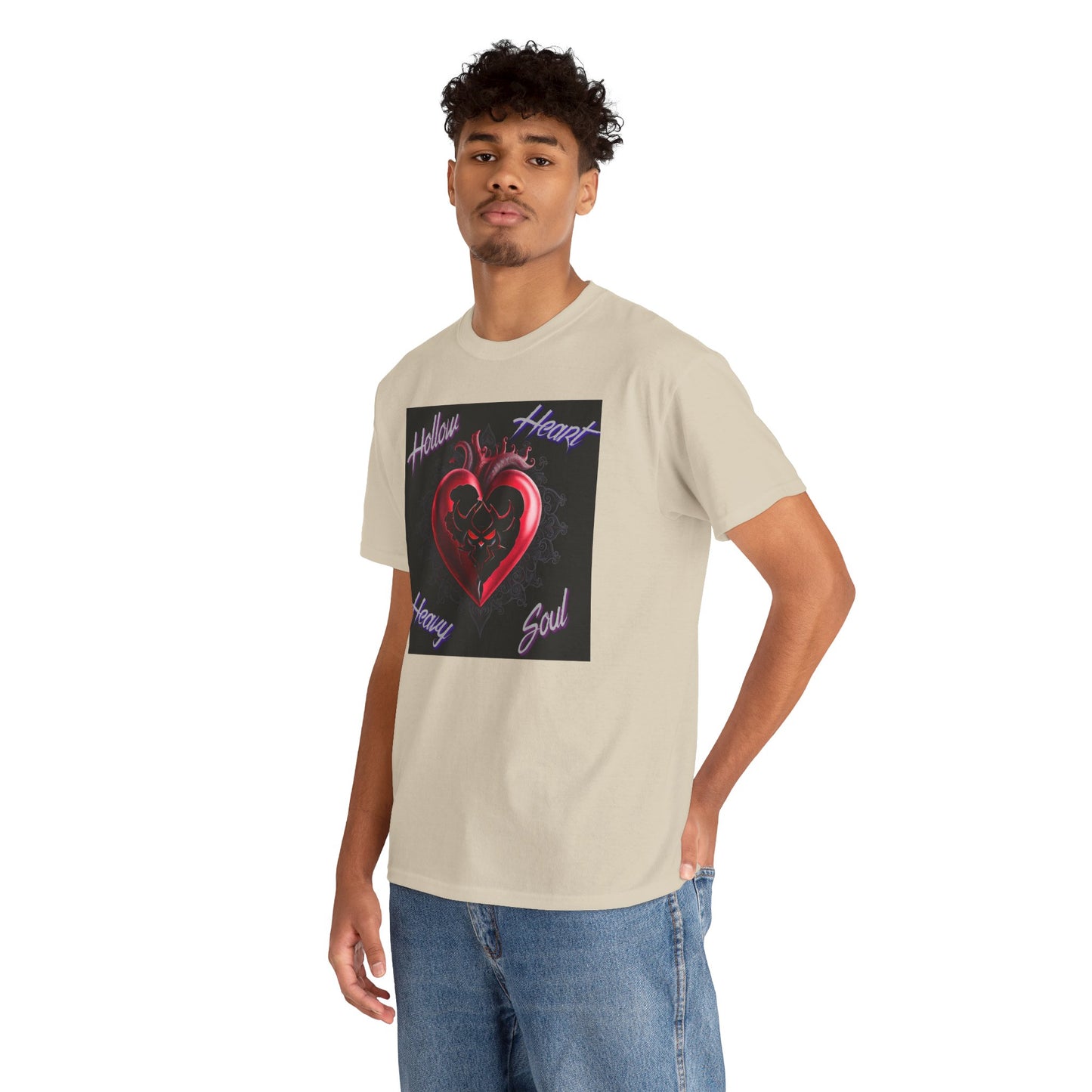 Hollow Heart Heavy Soul Unisex Cotton Tee - Edgy Graphic T-Shirt