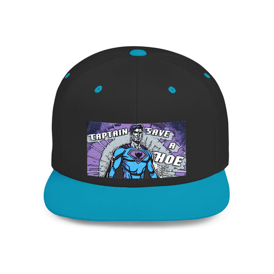 Captain Save a Hoe Flat Bill Snapback Hat - Bold Comic Style Cap for Fun Occasions