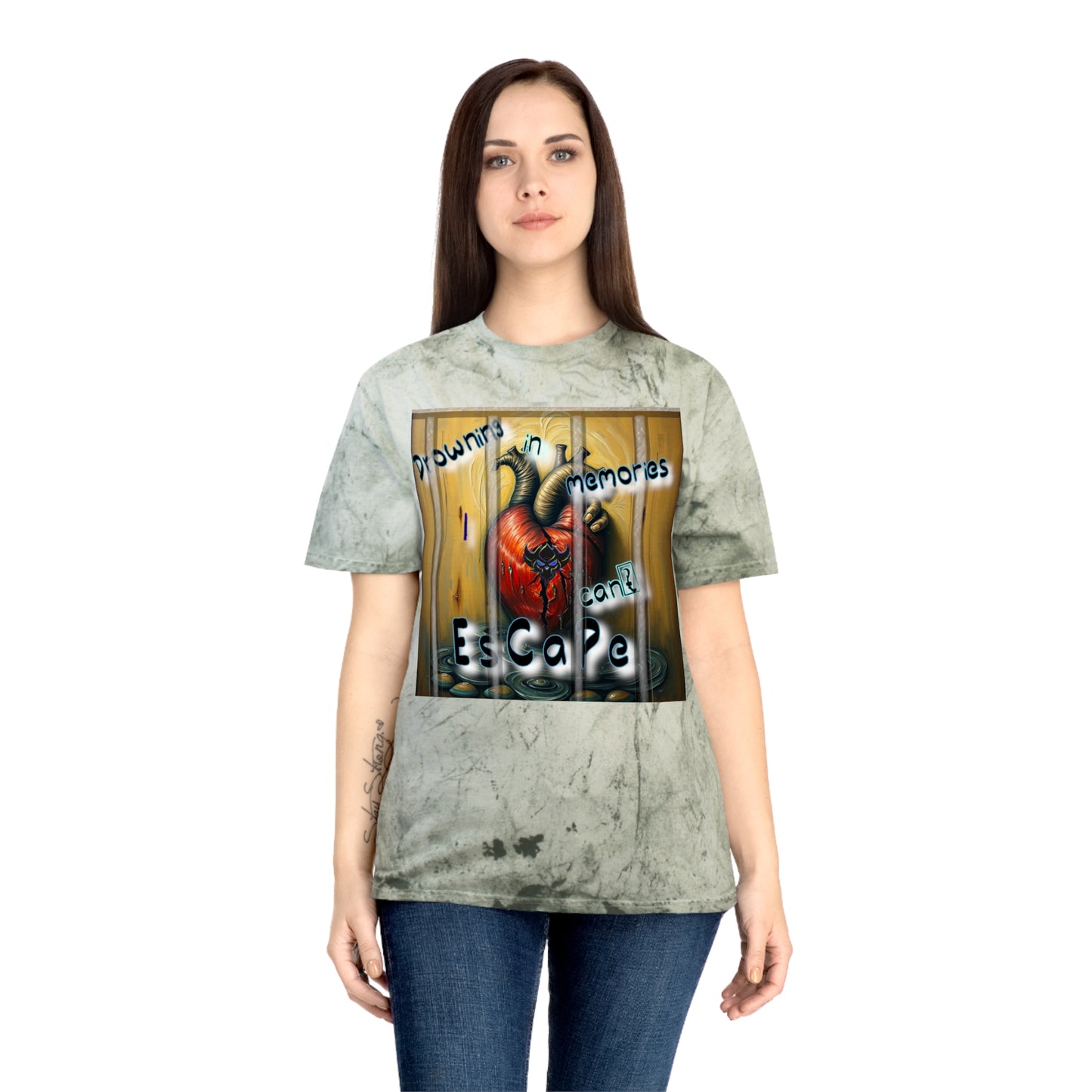 Vibrant Unisex Color Blast T-Shirt - "Drowning in Memories I Can't Escape" Design