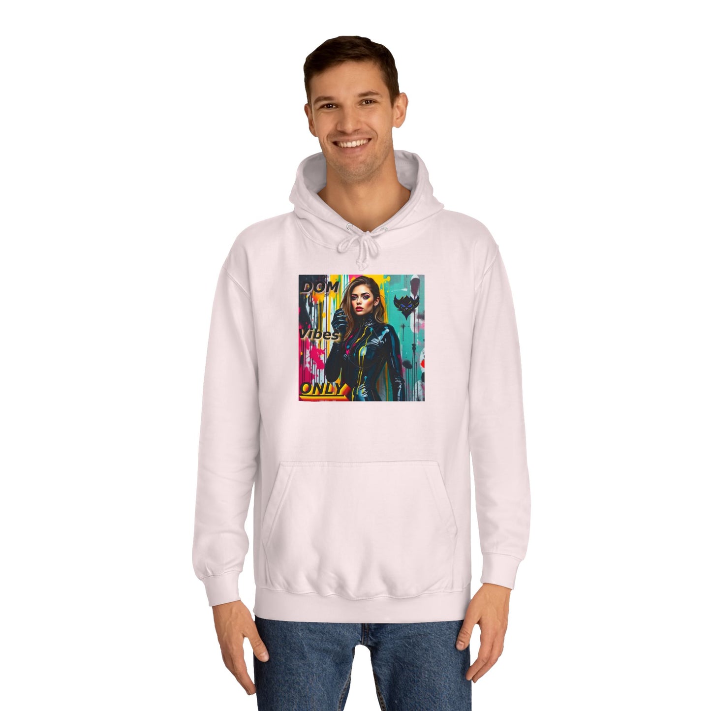 Colorful Graphic Unisex College Hoodie - 'Dom Vibes Only'